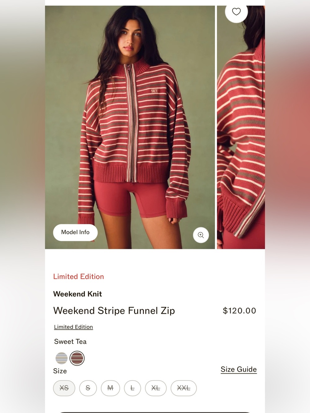 Weekend Stripe Funnel Zip Sweater - Sweet Tea - Brand new with tags